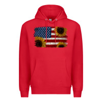 Red Distressed Yellow Sunflower American Flag Premium Hoodie - Jasminsmagicworld