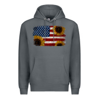 Rock Distressed Yellow Sunflower American Flag Premium Hoodie - Jasminsmagicworld
