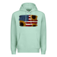 Seafoam Distressed Yellow Sunflower American Flag Premium Hoodie - Jasminsmagicworld