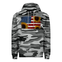 Slate Camo Distressed Yellow Sunflower American Flag Premium Hoodie - Jasminsmagicworld