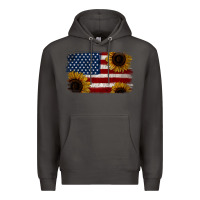 Smoke Distressed Yellow Sunflower American Flag Premium Hoodie - Jasminsmagicworld