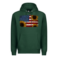 Sports Green Distressed Yellow Sunflower American Flag Premium Hoodie - Jasminsmagicworld