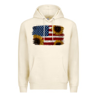 Tofu Distressed Yellow Sunflower American Flag Premium Hoodie - Jasminsmagicworld