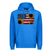 True Royal Distressed Yellow Sunflower American Flag Premium Hoodie - Jasminsmagicworld