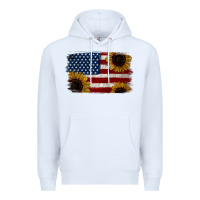 White Distressed Yellow Sunflower American Flag Premium Hoodie - Jasminsmagicworld