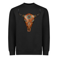 Black Western Tooled Leather Bull Skull Heavyweight Sweatshirt - Jasminsmagicworld
