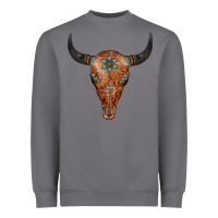 Storm Western Tooled Leather Bull Skull Heavyweight Sweatshirt - Jasminsmagicworld