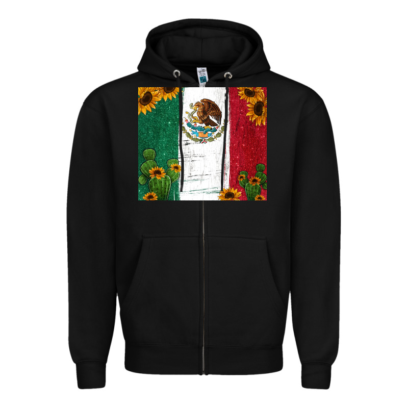 Cactus Sunflower Mexican Flag Z Zipper Hoodie by Jasminsmagicworld | Teevron