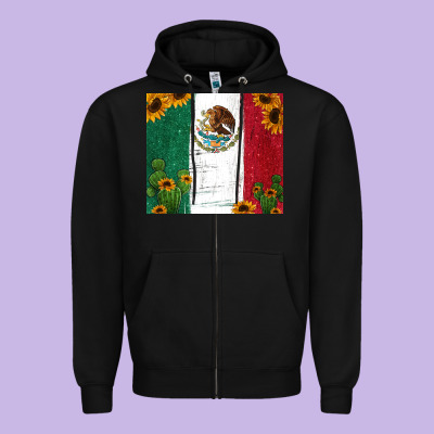 Cactus Sunflower Mexican Flag Z Zipper Hoodie Designed By Jasminsmagicworld