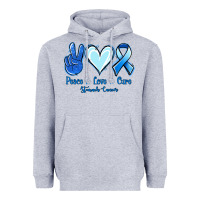 Heather Grey Peace Love Cure Stomach Cancer Heavyweight Hoodie - Jasminsmagicworld