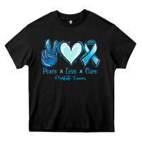 Black Peace Love Cure Prostate Cancer Heavy Core Tee - Jasminsmagicworld