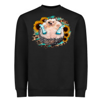 Black Sunflower Leopard Hedgehog Heavyweight Sweatshirt - Jasminsmagicworld