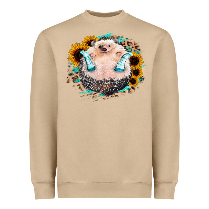 Sunflower Leopard Hedgehog Heavyweight Sweatshirt by Jasminsmagicworld | Teevron
