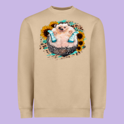 Sunflower Leopard Hedgehog Heavyweight Sweatshirt Designed By Jasminsmagicworld