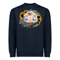 Navy Sunflower Leopard Hedgehog Heavyweight Sweatshirt - Jasminsmagicworld
