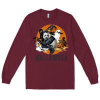 Burgundy hallowen panda Long Sleeve Tee - LillyAllenDesigns
