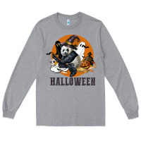 Heather Grey hallowen panda Long Sleeve Tee - LillyAllenDesigns