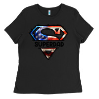 Black American Super Dad Ladies Tee - LillyAllenDesigns