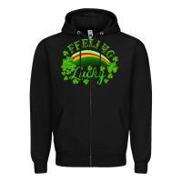 Black Feeling lucky with rainbow Zipper Hoodie - RanaPortraitStore