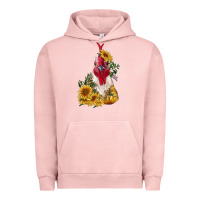 Pigment Salmon sunflower rooster with leopard Urban Hoodie - RanaPortraitStore