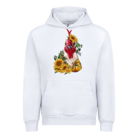 White sunflower rooster with leopard Urban Hoodie - RanaPortraitStore