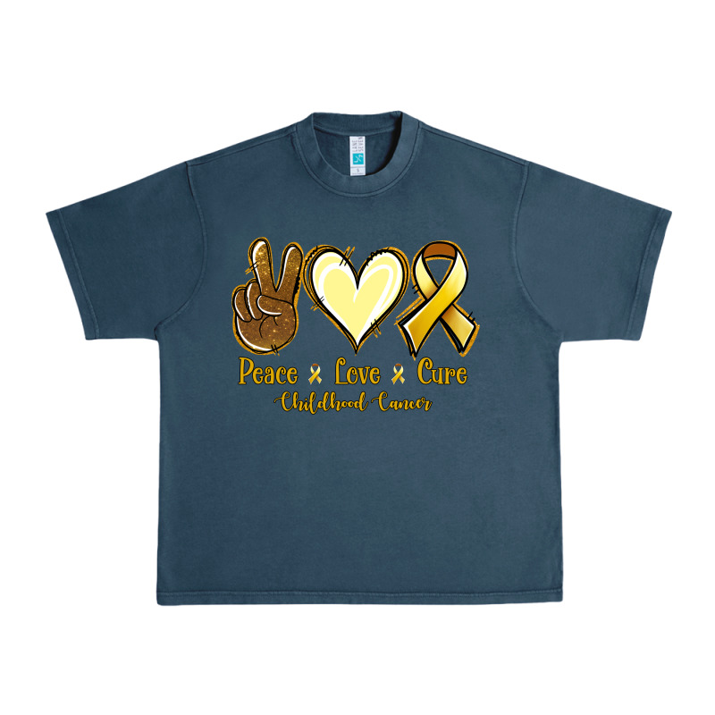 Peace Love Cure Childhood Cancer Urban Heavy Tee by Jasminsmagicworld | Teevron