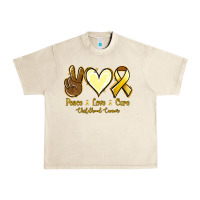 Sandshell Peace Love Cure Childhood Cancer Urban Heavy Tee - Jasminsmagicworld