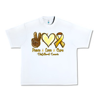 White Peace Love Cure Childhood Cancer Urban Heavy Tee - Jasminsmagicworld