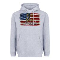 Heather Grey God Bless America Distressed Flag Heavyweight Hoodie - Jasminsmagicworld