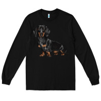 Black Dachshund Dog Illustrations Long Sleeve Tee - LillyAllenDesigns