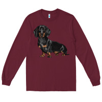 Burgundy Dachshund Dog Illustrations Long Sleeve Tee - LillyAllenDesigns