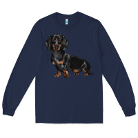Navy Dachshund Dog Illustrations Long Sleeve Tee - LillyAllenDesigns