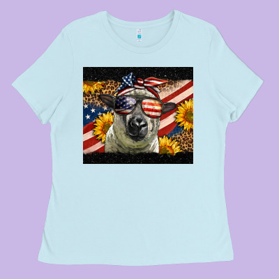 Western 4th Of July Sheep Ladies Tee Designed By Lillyallendesigns