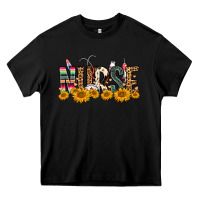 Black Western Nurse Sunflower Heavy Core Tee - FaDigitalArtStudio