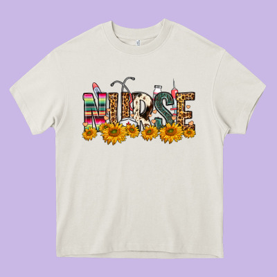 Western Nurse Sunflower Heavy Core Tee Designed By Fadigitalartstudio