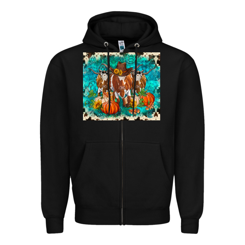 Fall Longhorn Cows Zipper Hoodie by RanaPortraitStore | Teevron