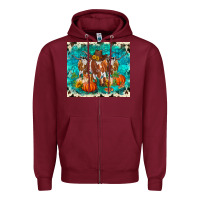 Burgundy fall longhorn cows Zipper Hoodie - RanaPortraitStore