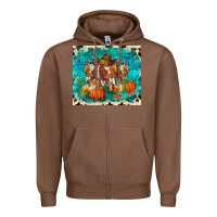 Chestnut fall longhorn cows Zipper Hoodie - RanaPortraitStore
