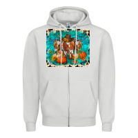 Dove Grey fall longhorn cows Zipper Hoodie - RanaPortraitStore