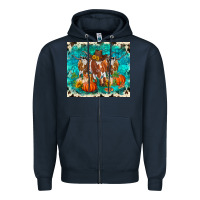 Navy fall longhorn cows Zipper Hoodie - RanaPortraitStore