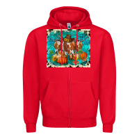 Red fall longhorn cows Zipper Hoodie - RanaPortraitStore