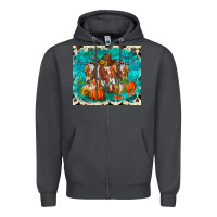Smoke fall longhorn cows Zipper Hoodie - RanaPortraitStore