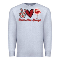 Heather Grey Peace Love Flamingo Premium Sweatshirt - Jasminsmagicworld