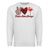 Oatmeal Heather Peace Love Flamingo Premium Sweatshirt - Jasminsmagicworld