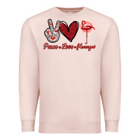 Pale Pink Peace Love Flamingo Premium Sweatshirt - Jasminsmagicworld