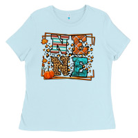 Baby Blue Fall Autumn Leopard Nene Ladies Tee - LillyAllenDesigns