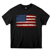 Black Distressed American Flag Heavy Core Tee - Jasminsmagicworld