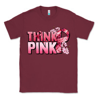 Burgundy Think pink Cancer Awareness Classic Tee - FaDigitalArtStudio