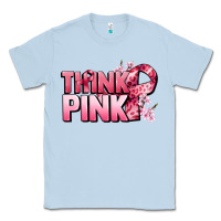 Dusty Blue Think pink Cancer Awareness Classic Tee - FaDigitalArtStudio