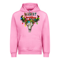 Fuchsia Pink merry christmas bull skull Urban Hoodie - RanaPortraitStore
